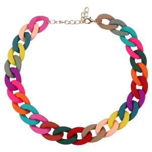 Colorful Acrylic Chain Choker Necklaces For Women Statement Matte Resin Wide Chain Collar Neck Jewelry