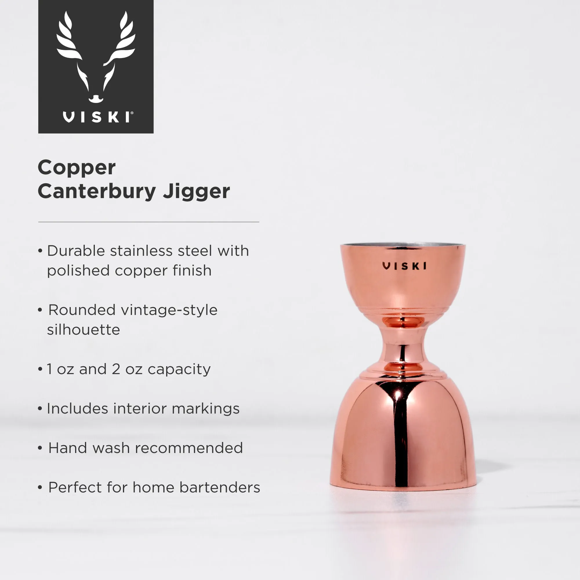 Copper canterbury jigger by viski®