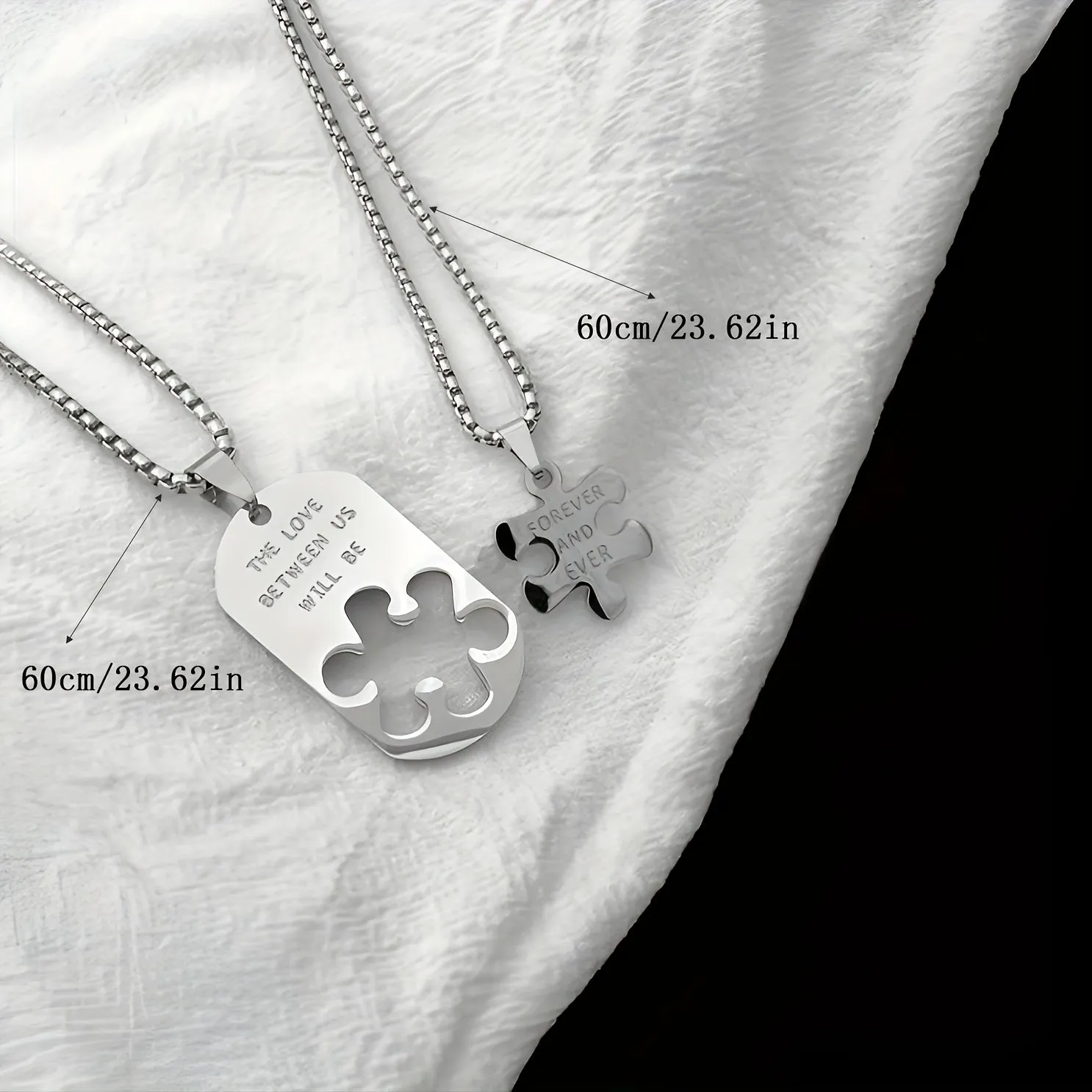 Couple Stainless Steel Puzzle Necklace Hip Hop Niche Square Card Sweater Chain