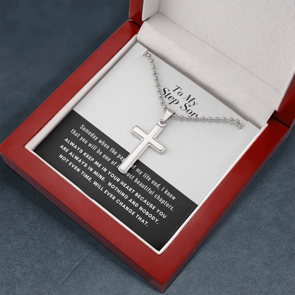 Cross Necklace for Step Son, You are always in my heart