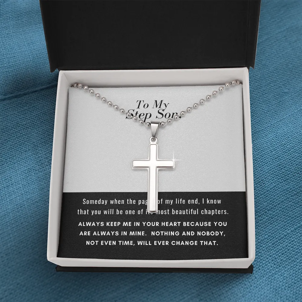 Cross Necklace for Step Son, You are always in my heart