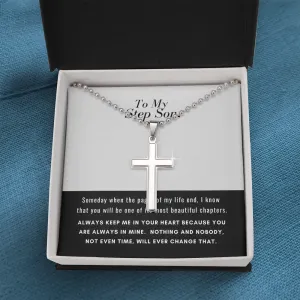 Cross Necklace for Step Son, You are always in my heart