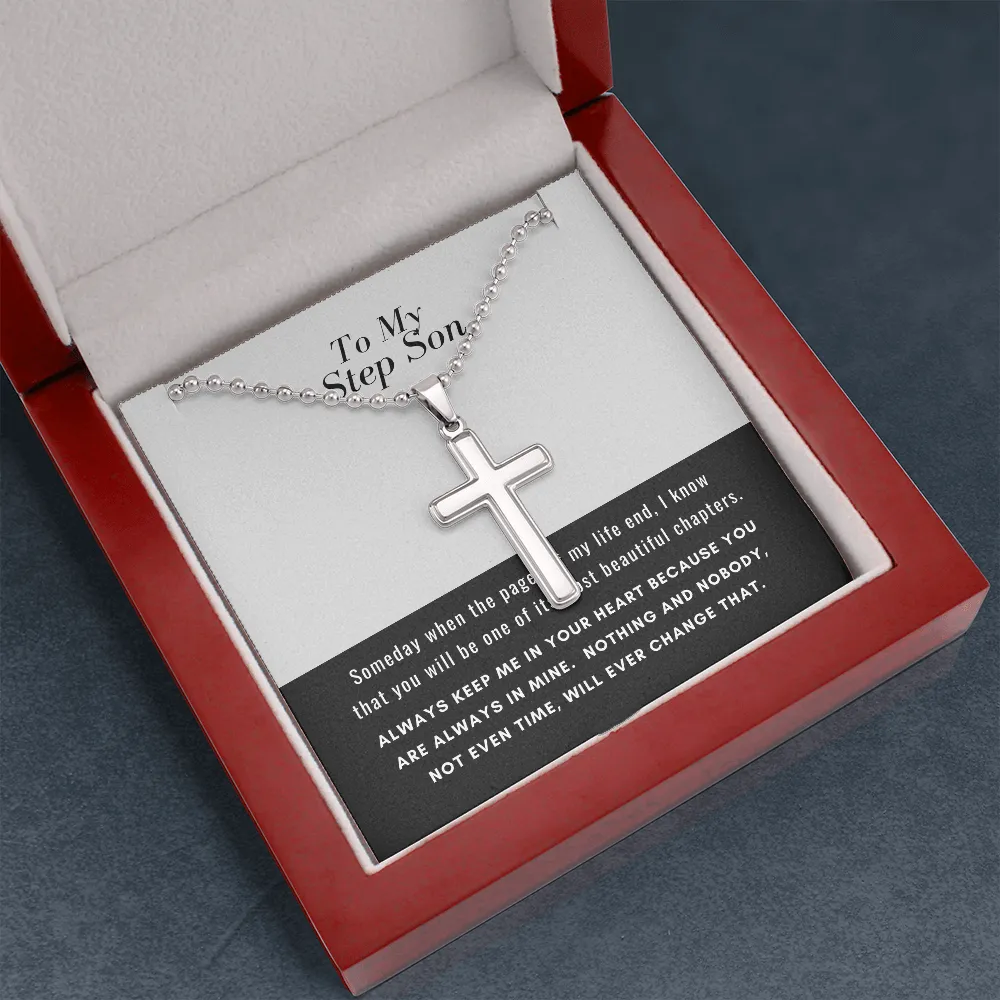 Cross Necklace for Step Son, You are always in my heart