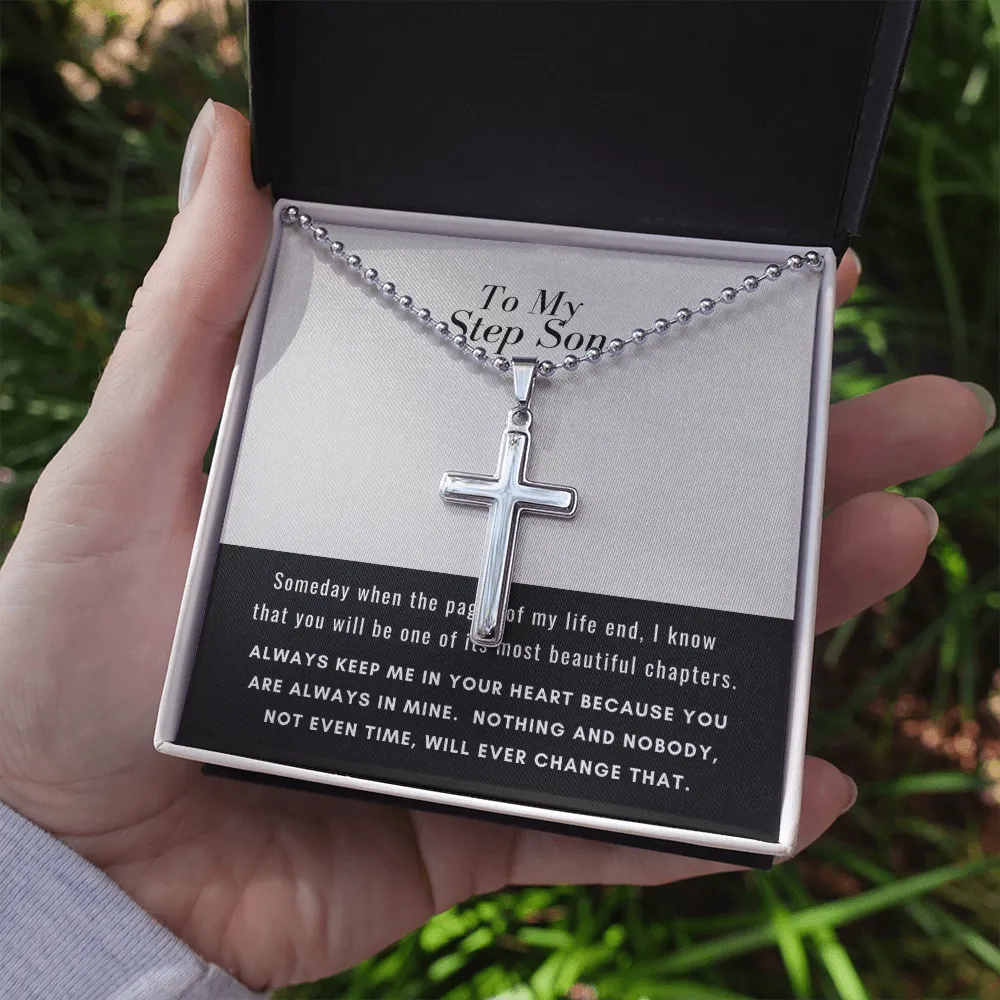 Cross Necklace for Step Son, You are always in my heart