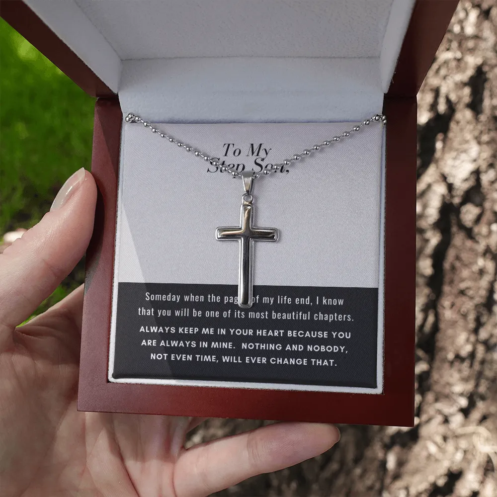 Cross Necklace for Step Son, You are always in my heart