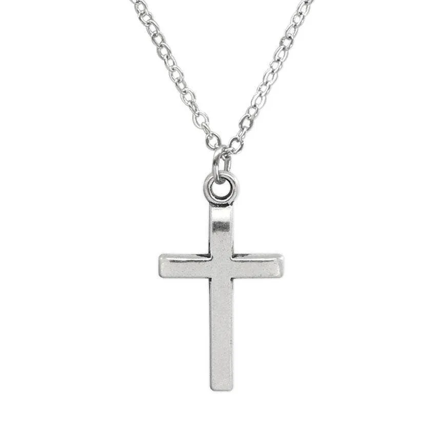 Cross Necklace, Silver Cross Charm Pendant