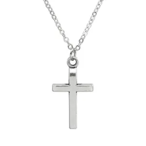 Cross Necklace, Silver Cross Charm Pendant