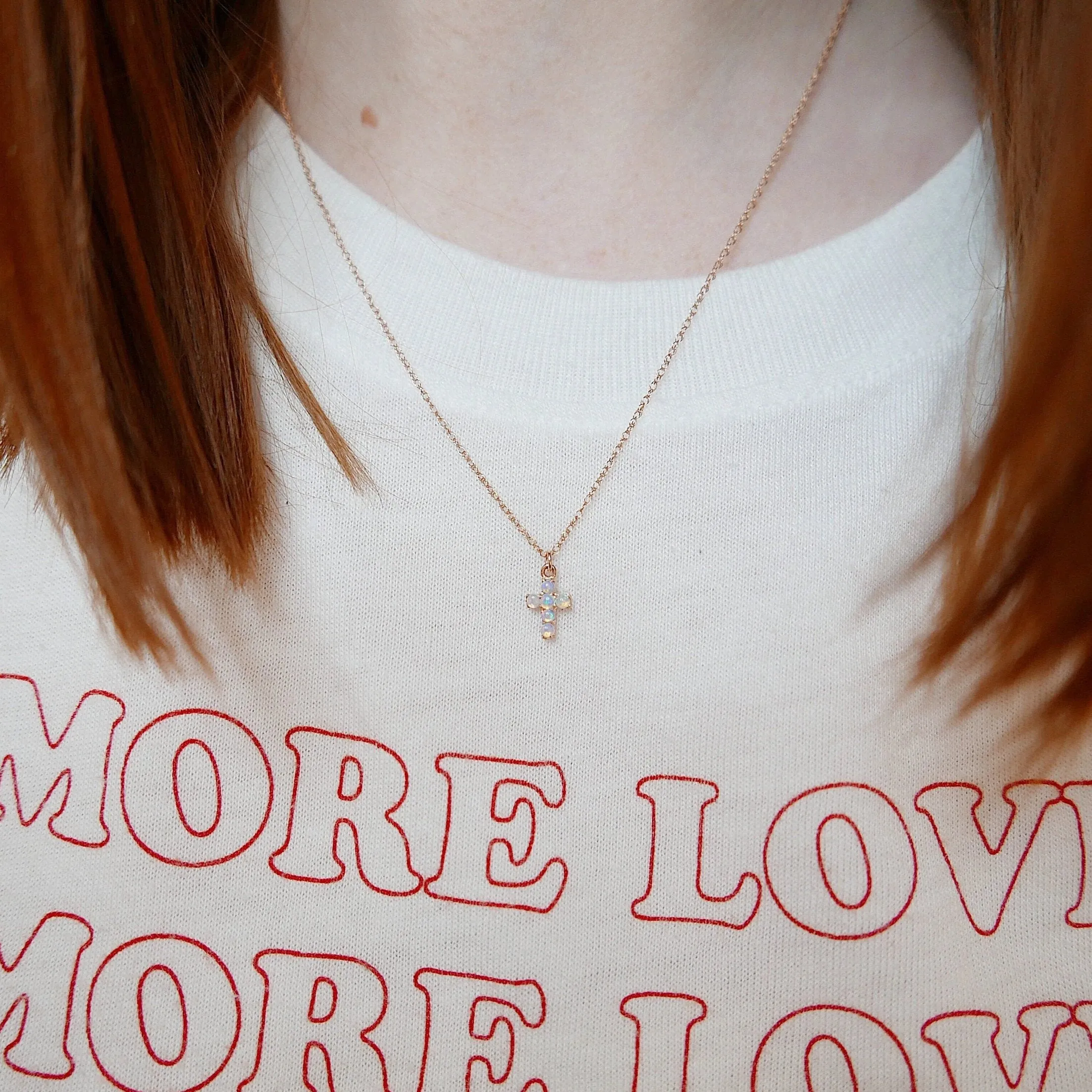Cross Opal Necklace