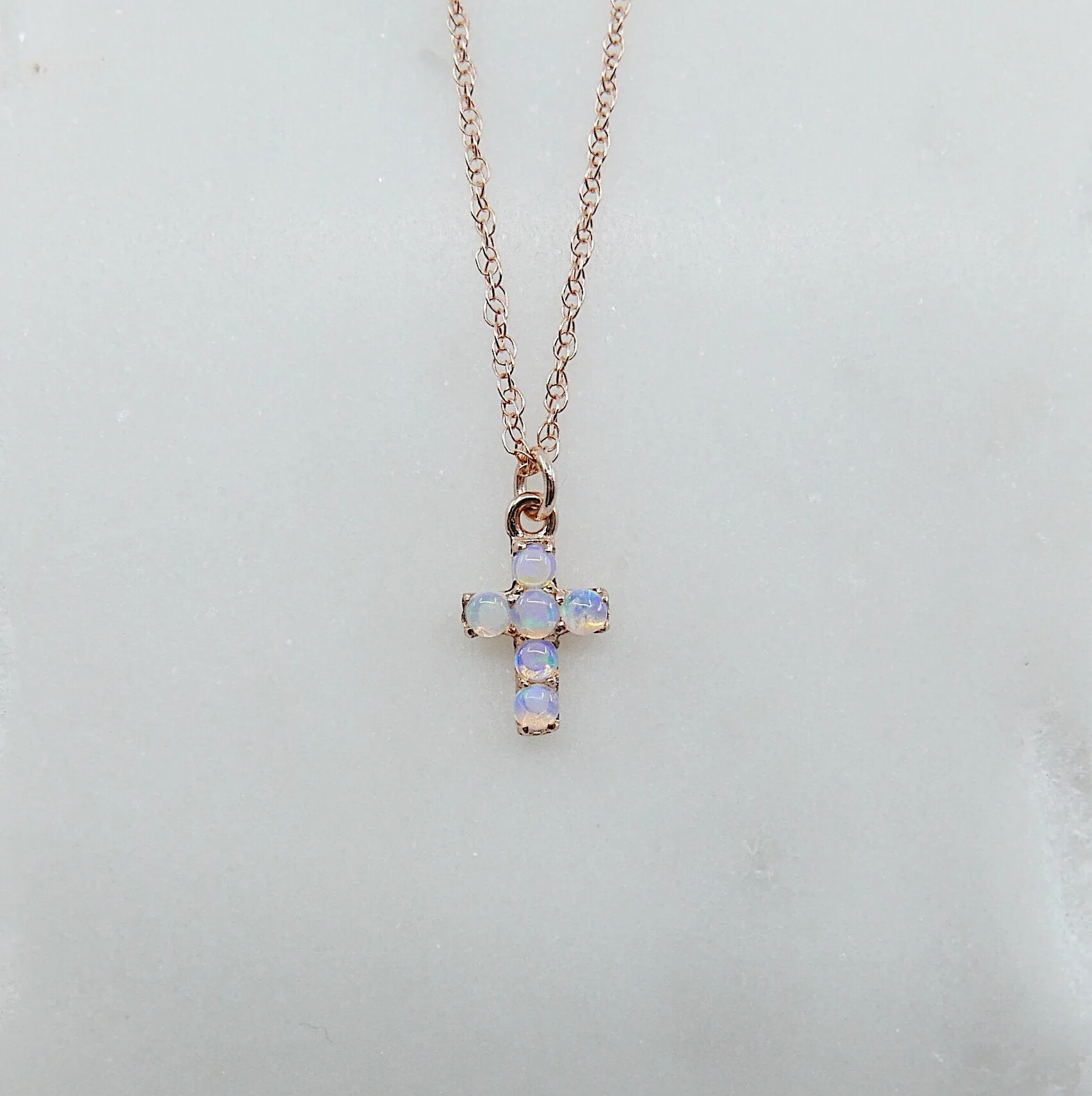 Cross Opal Necklace