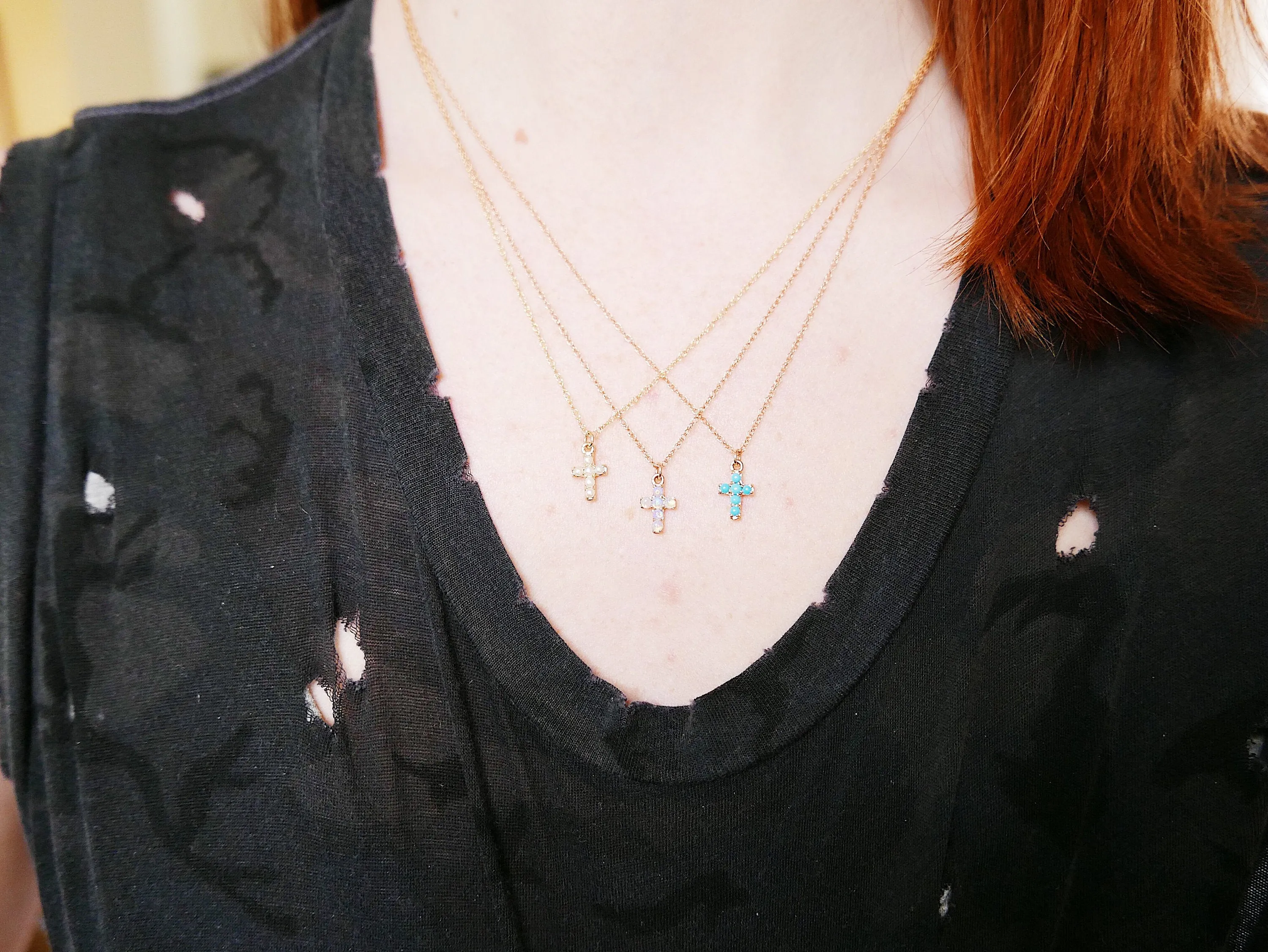 Cross Opal Necklace