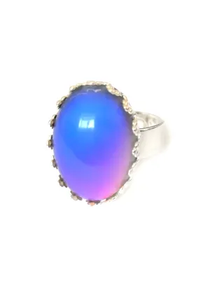 Crown Setting Mood Ring Silver Shade