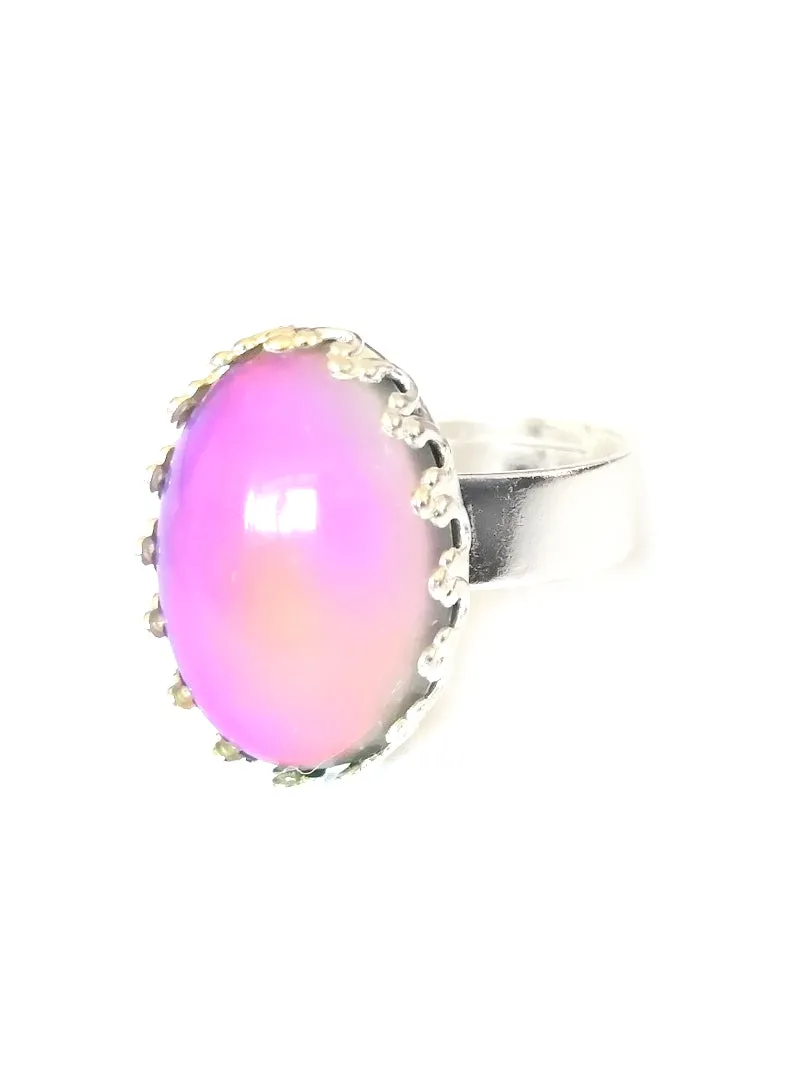 Crown Setting Mood Ring Silver Shade