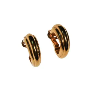 Crown Trifari Gold Ribbed Hoop Earrings