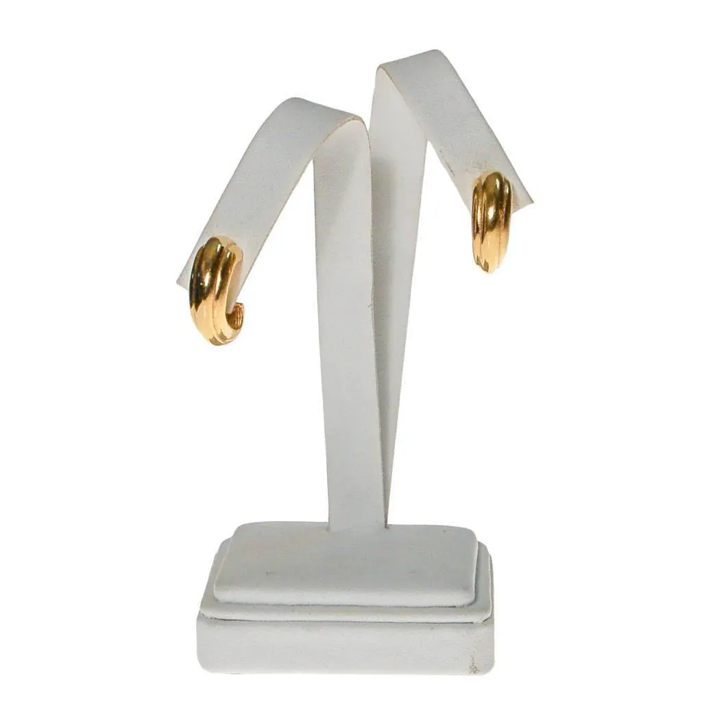 Crown Trifari Gold Ribbed Hoop Earrings