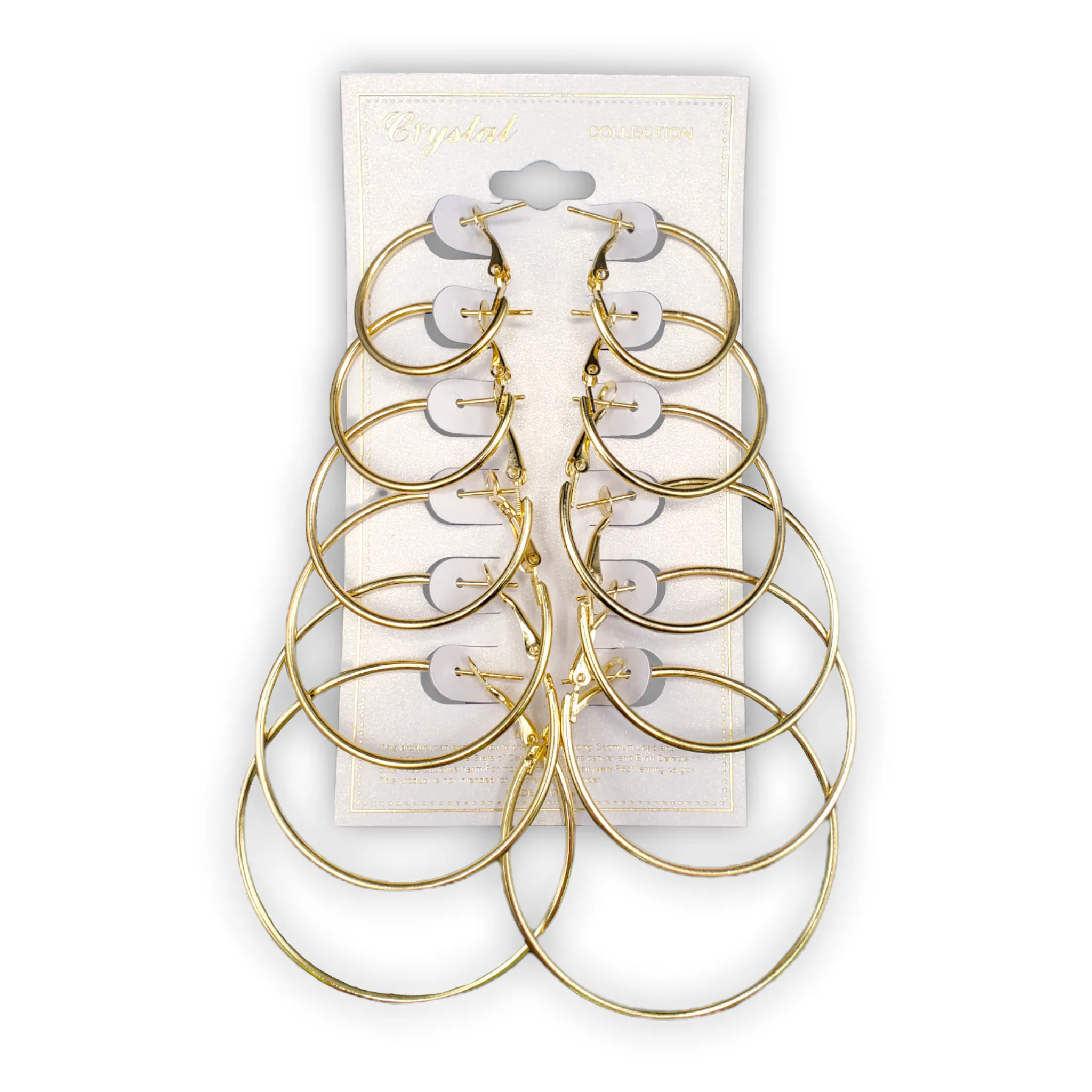 Crystal Collection Assorted Size Hoop Earring Combo (6 Pairs)