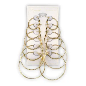 Crystal Collection Assorted Size Hoop Earring Combo (6 Pairs)