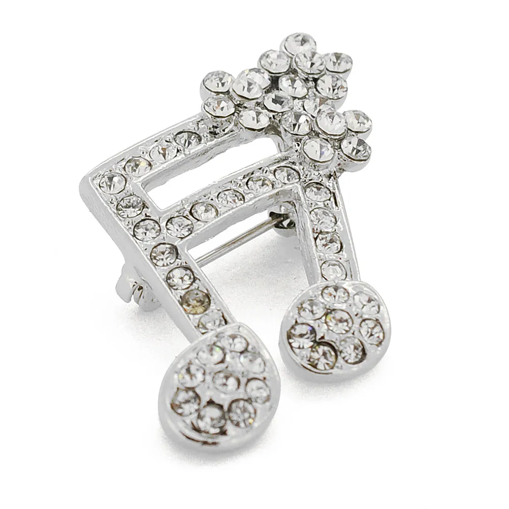 Crystal Music Note Pin Brooch