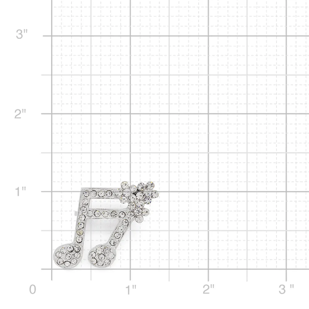 Crystal Music Note Pin Brooch