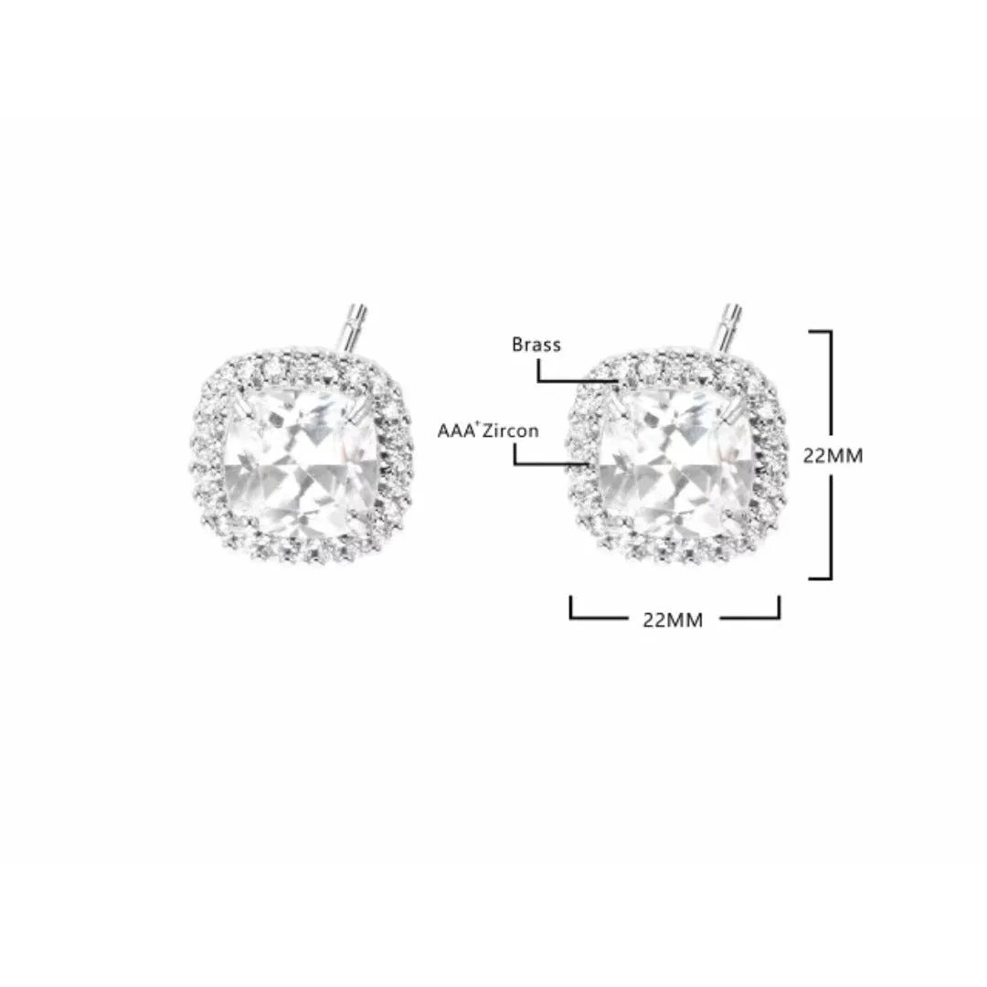 Cubic Zirconia Square Studs