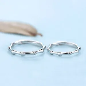 Custom Sterling Silver Bamboo Ring Personalized Simple Name Couple Ring