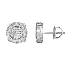 Custom Sterling Silver Solitaire Bling Round Stud Earring