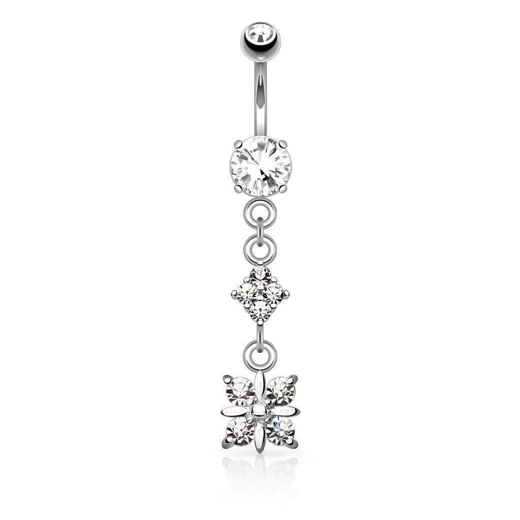 Cute Small CZ Crystal Dangle Belly Ring