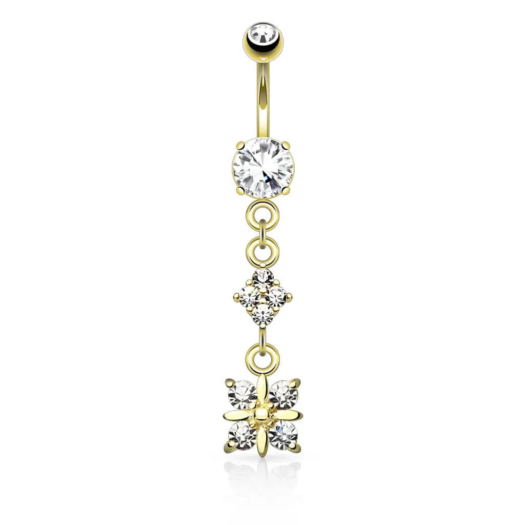 Cute Small CZ Crystal Dangle Belly Ring