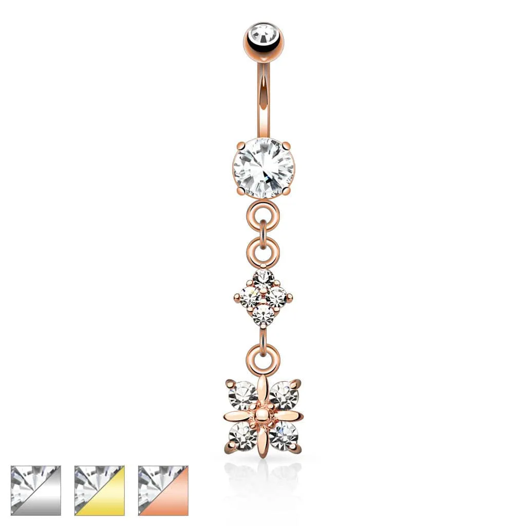 Cute Small CZ Crystal Dangle Belly Ring