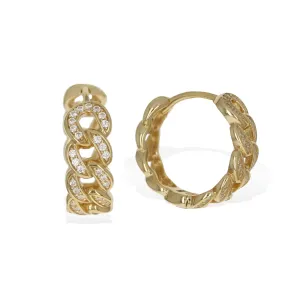 CZ Curb Chain Link Hoop Earrings