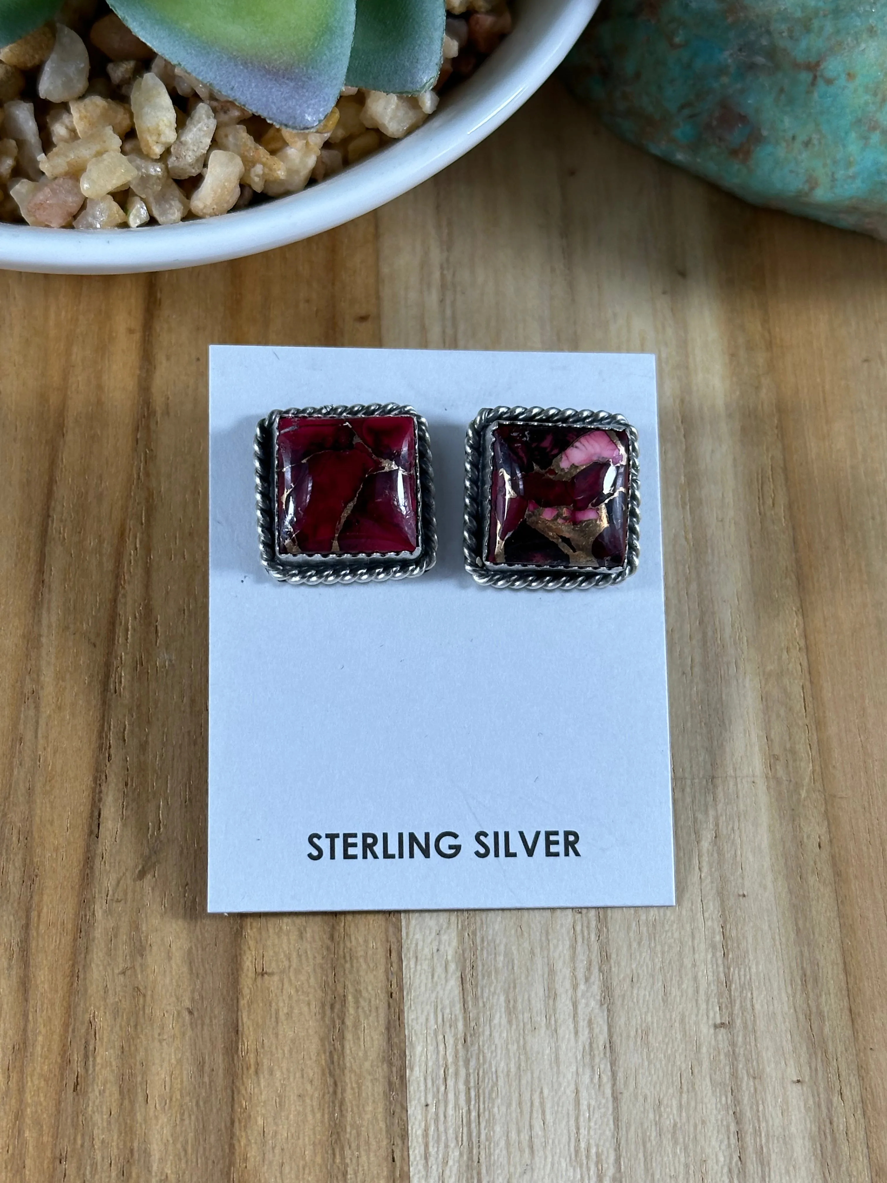 Dahlia Rose Square Earrings