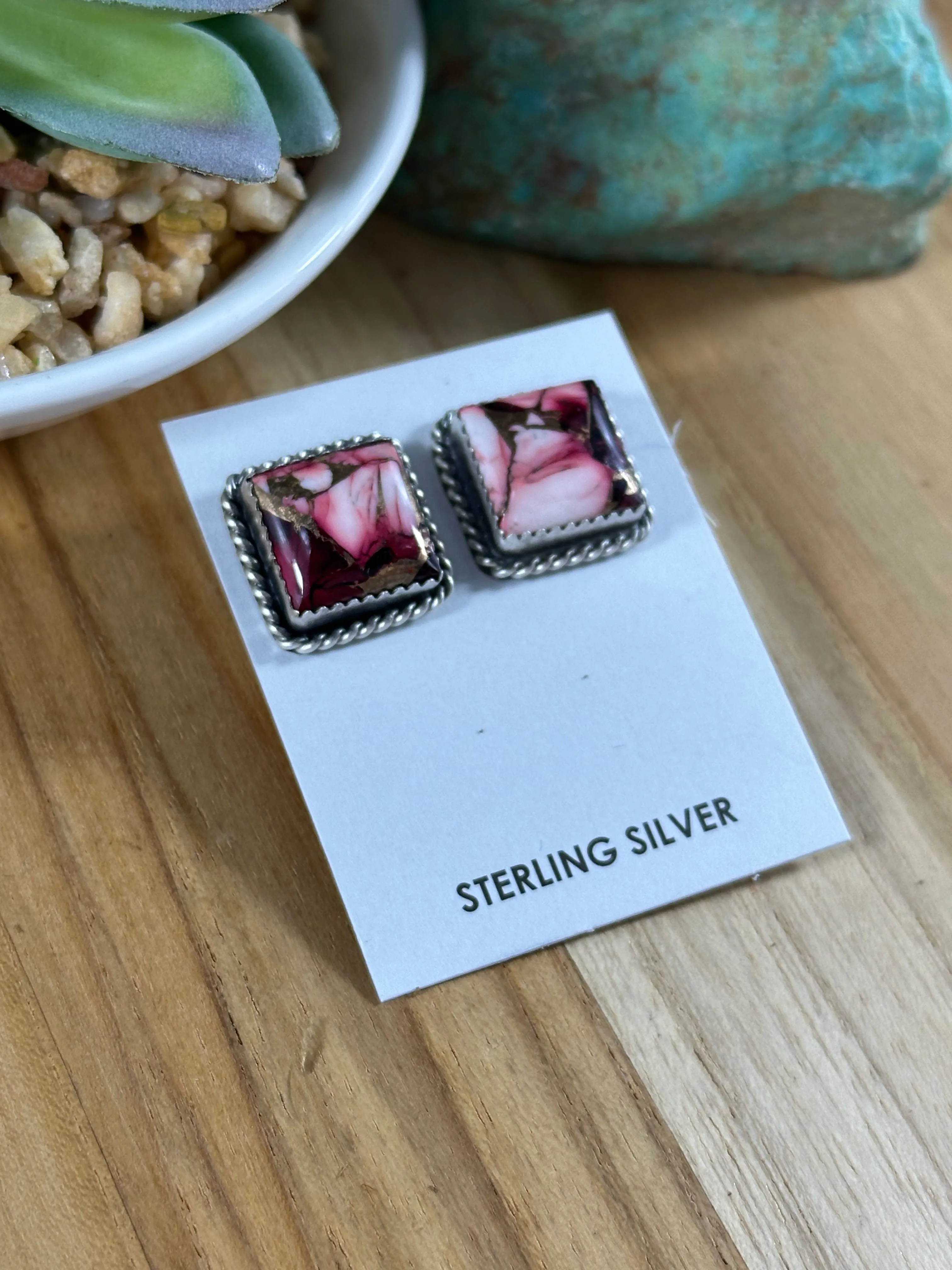 Dahlia Rose Square Earrings