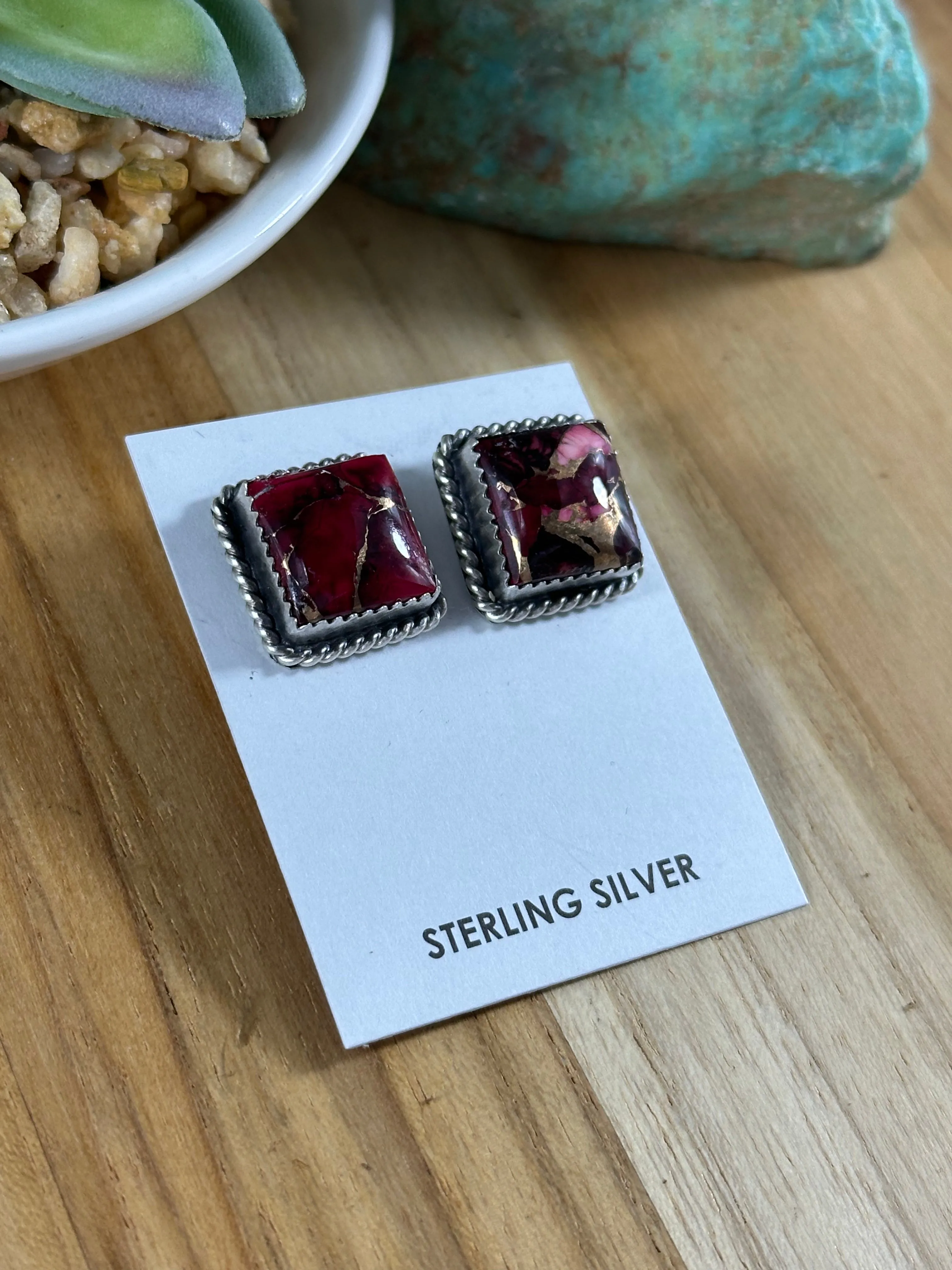 Dahlia Rose Square Earrings
