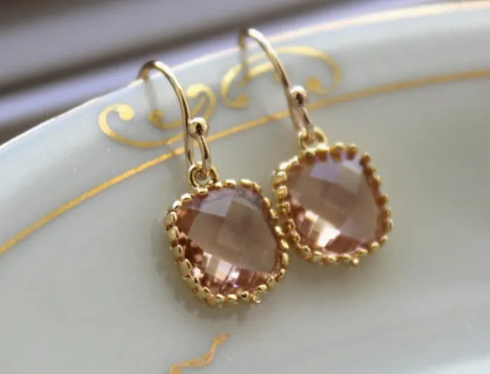 Dainty Champagne Blush Gold Earrings