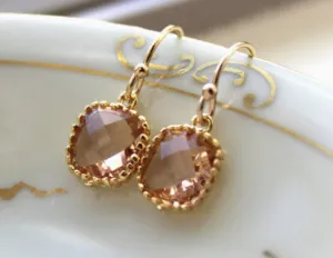Dainty Champagne Blush Gold Earrings