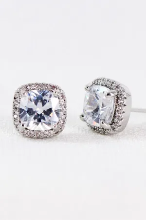 Dainty Cubic Zirconia Square Stud Earrings