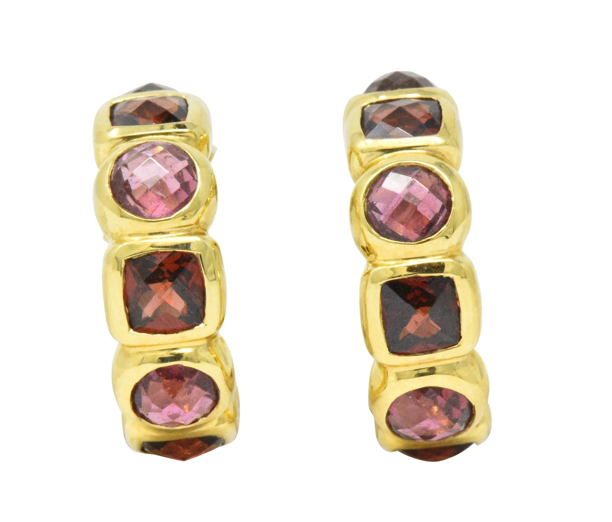 David Yurman Garnet Tourmaline 18 Karat Gold Earrings