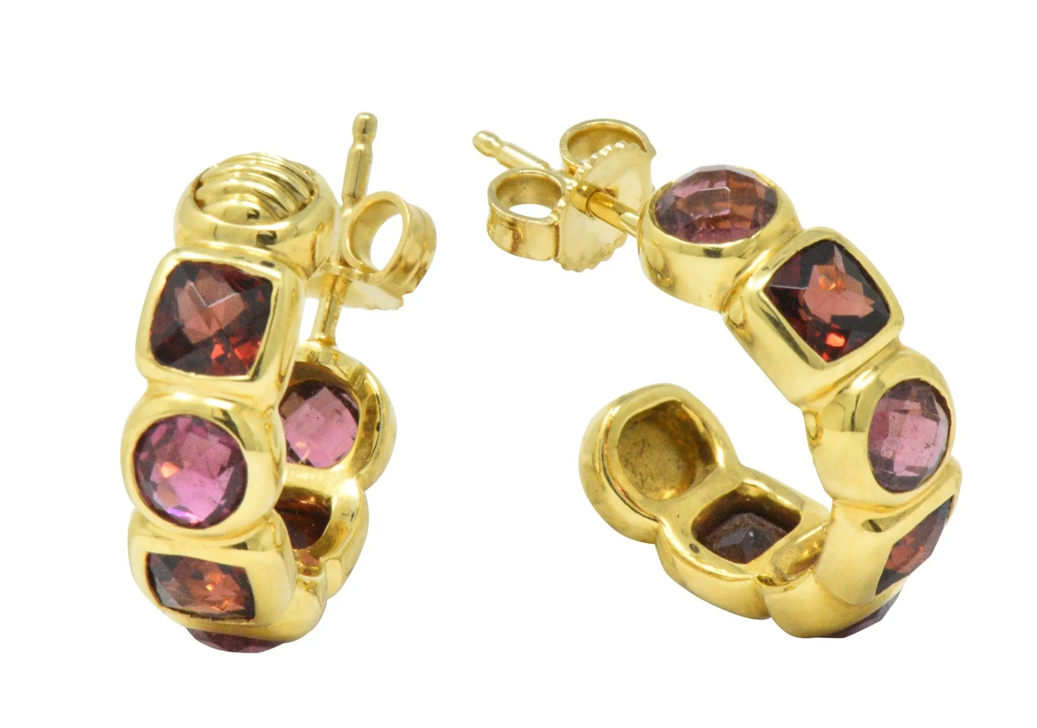David Yurman Garnet Tourmaline 18 Karat Gold Earrings