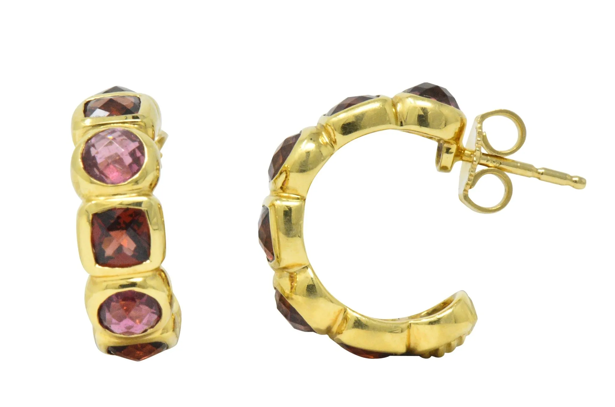 David Yurman Garnet Tourmaline 18 Karat Gold Earrings