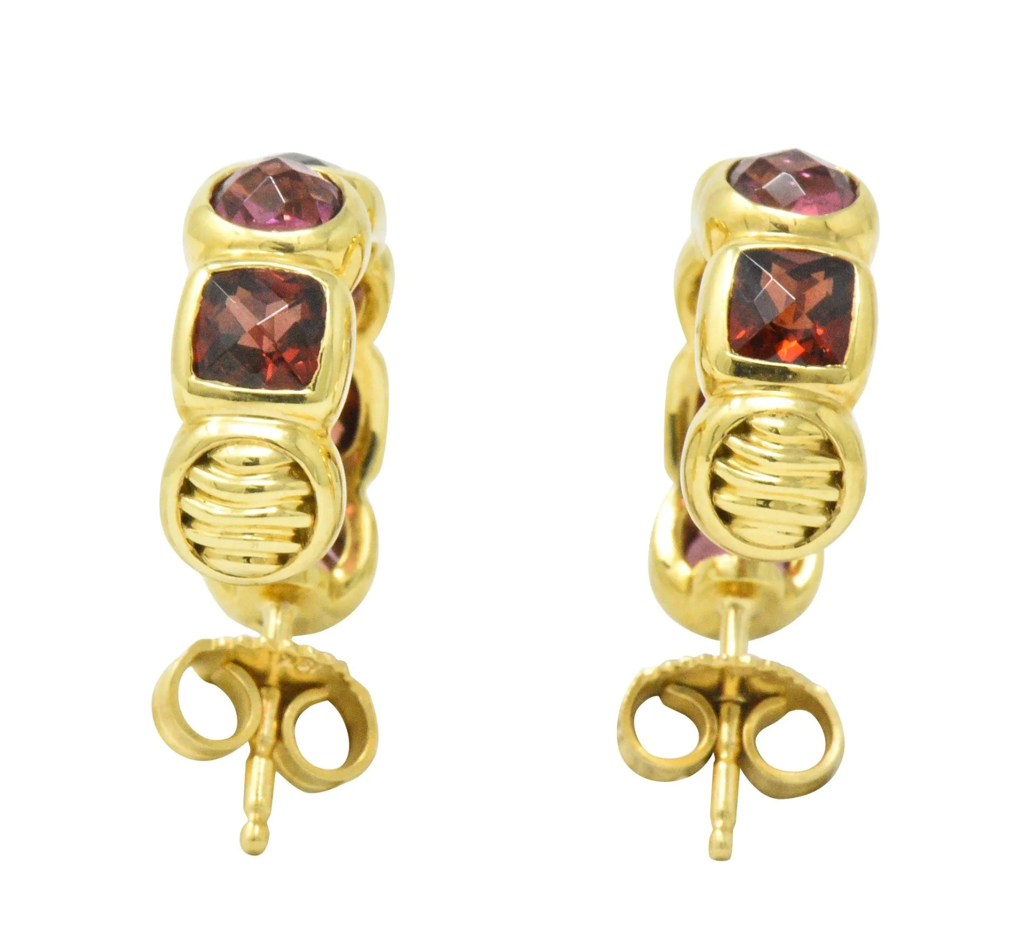 David Yurman Garnet Tourmaline 18 Karat Gold Earrings