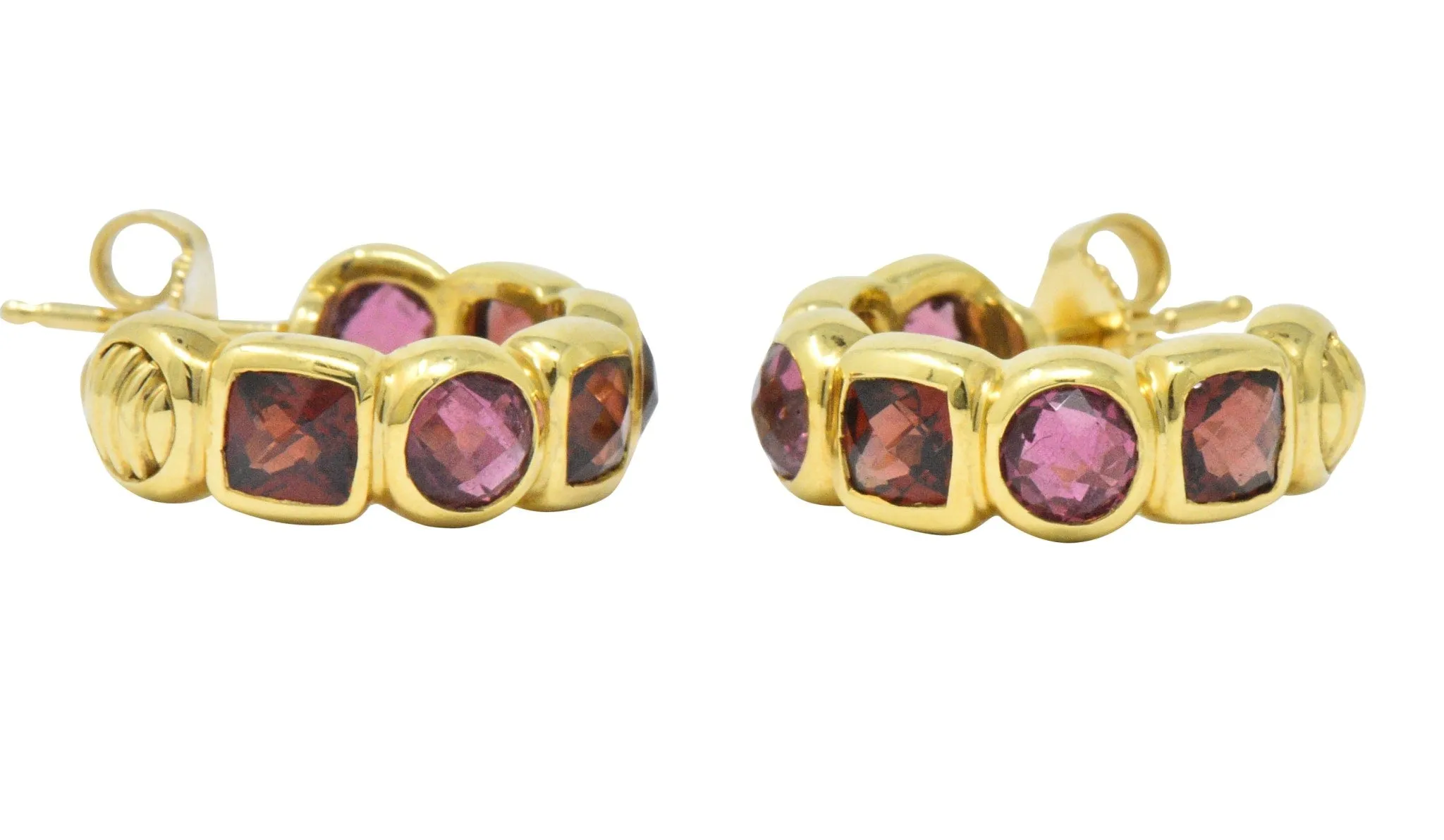 David Yurman Garnet Tourmaline 18 Karat Gold Earrings