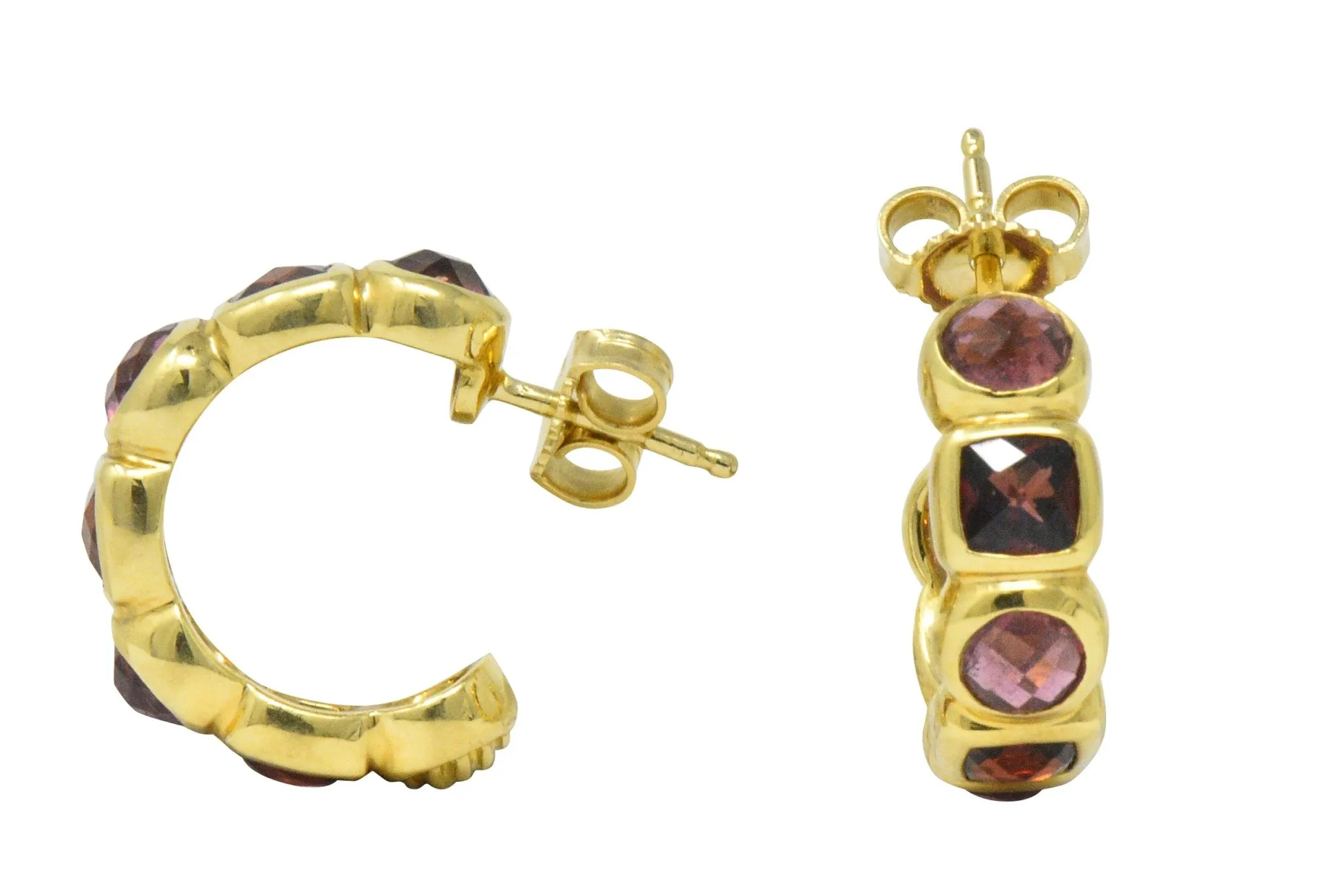 David Yurman Garnet Tourmaline 18 Karat Gold Earrings