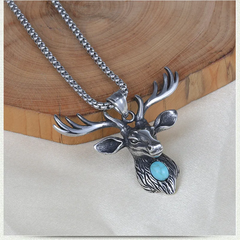 Deer Titanium Necklace Fashion Male Pendant
