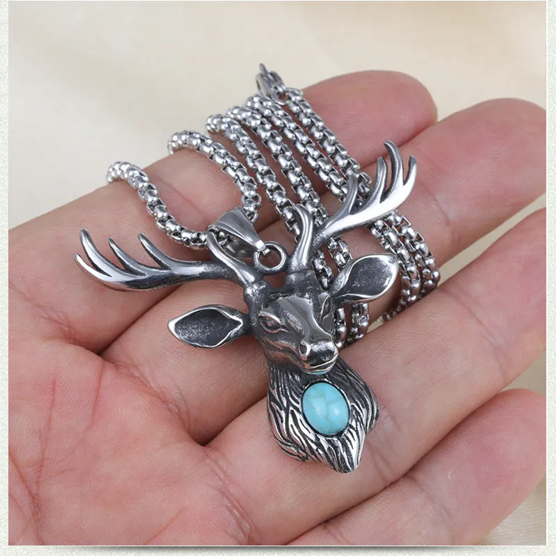 Deer Titanium Necklace Fashion Male Pendant