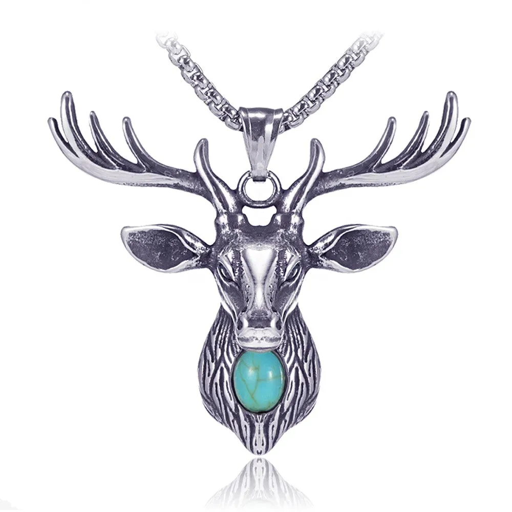 Deer Titanium Necklace Fashion Male Pendant
