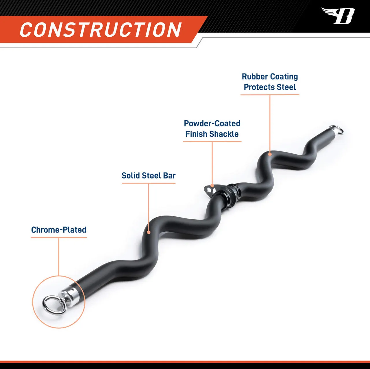 Deluxe Exercise Bar for Lats, Curls and More BBEB-7355 | Bionic Body