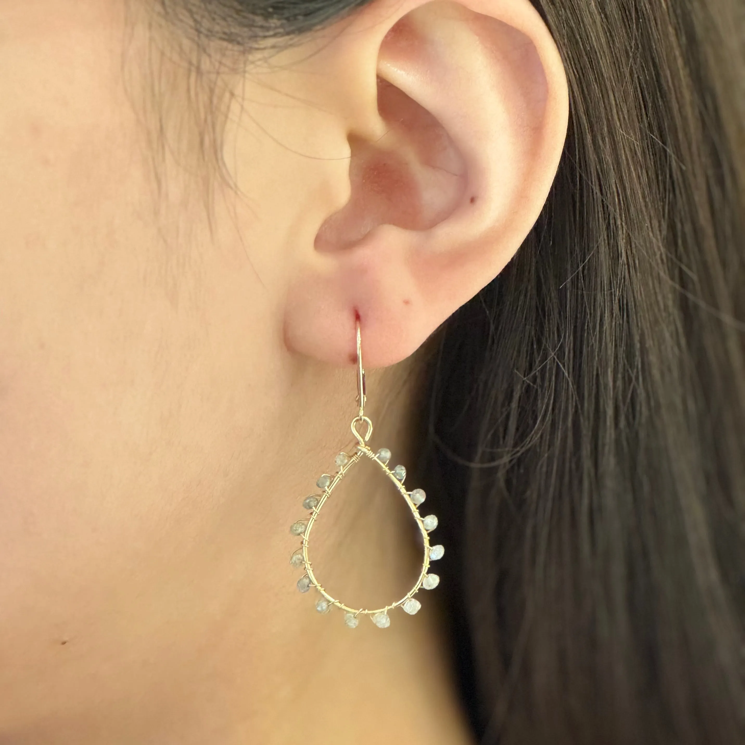 Diamond Dangle Oval Earrings