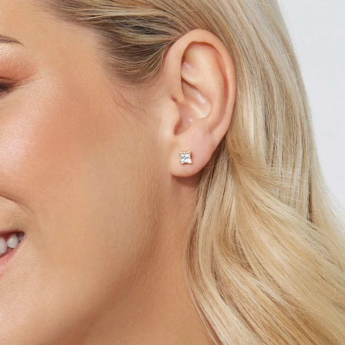 Diamond Miracle Square Look Earrings in 9ct Yellow Gold