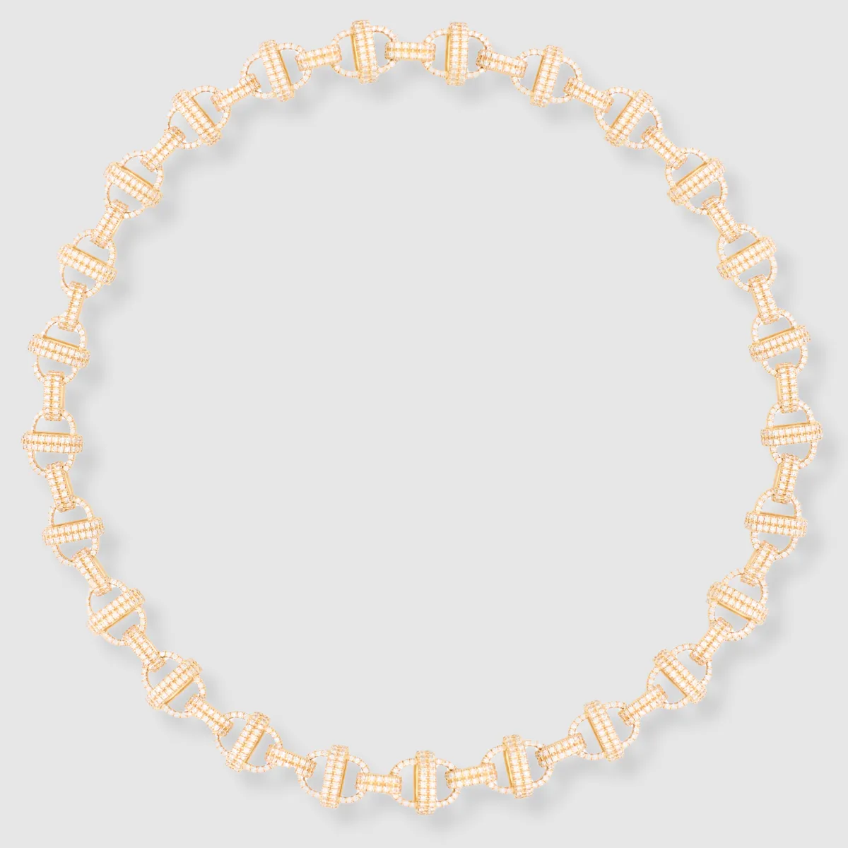 Diamond Oval Chain Necklace, 18K Yellow Gold, Large Link, 16"