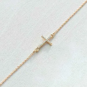 Diamond Sideways Cross Necklace