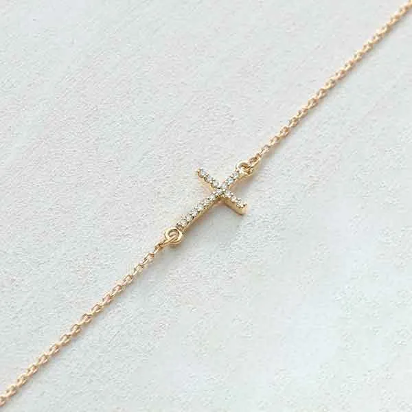 Diamond Sideways Cross Necklace